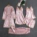 Underwear & Sleepwears Pajamas With Chest Pads Golden Ladies Five Piece Set Of Thin Home Clothes_voghion.com