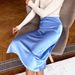 GraceChic Cross-Border European And American Style French Satin High-Waisted Vertical Elegant Commuter Women's Skirt 2023 Autumn_voghion.com