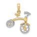 14k Two-tone 3-D Tricycle W/ Moveable Handlebars And Wheels Charm_voghion.com