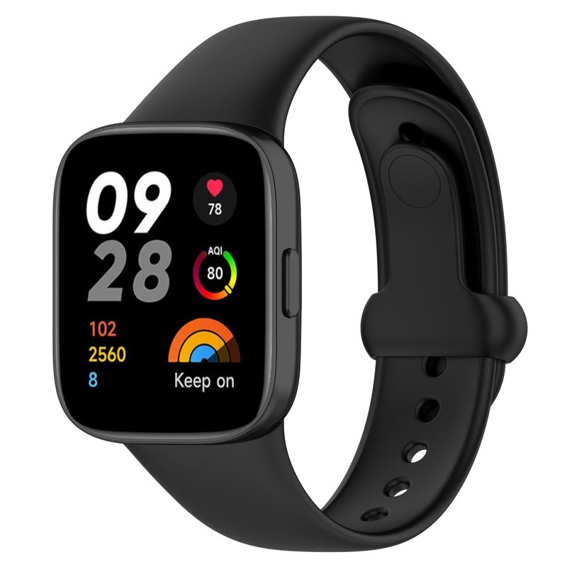 Pentru curea de ceas din silicon cu buton de cui pentru Redmi Watch 3 (negru)_voghion.com