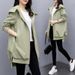 Trench oversize casual da donna con cappuccio, color cachi e nero – Giacca a vento a maniche lunghe in stile coreano con cerniera_voghion.com