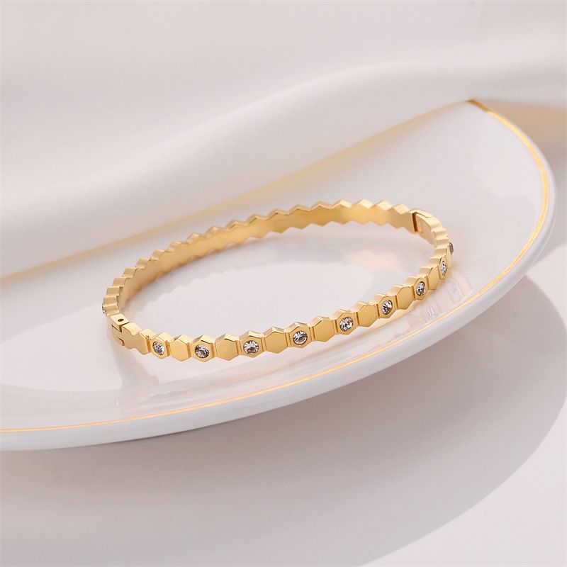 Trendy Chic Gold Color Simple 316L Stainless Steel Bangles Bracelets for Women Charm Zircon Waterproof Jewelry Gift_voghion.com