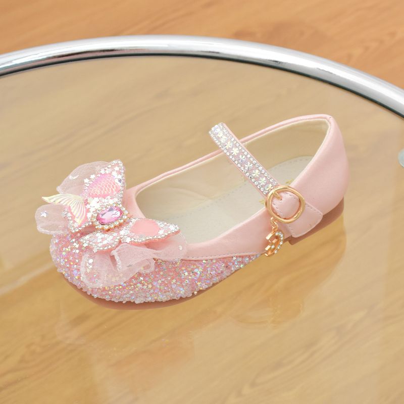 Girls' glass shoes Spring and autumn new princess shoes white flower children's shoes soft soled leather shoes baby children's single shoes_voghion.com