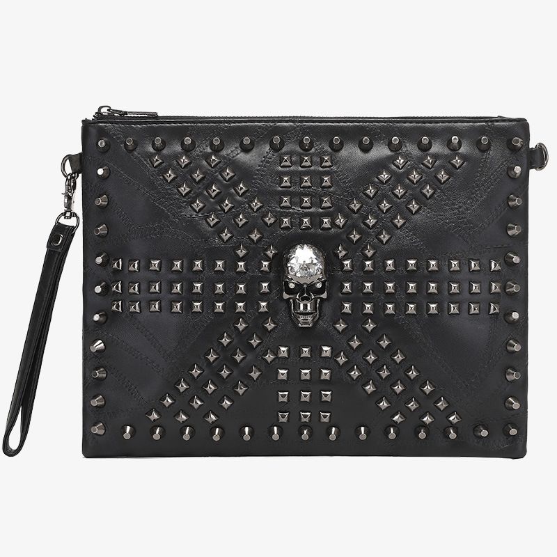  Retro Underarm Bag Men's Ghost Head PU Leather Medium Compartment Handbag Men Cross border_voghion.com