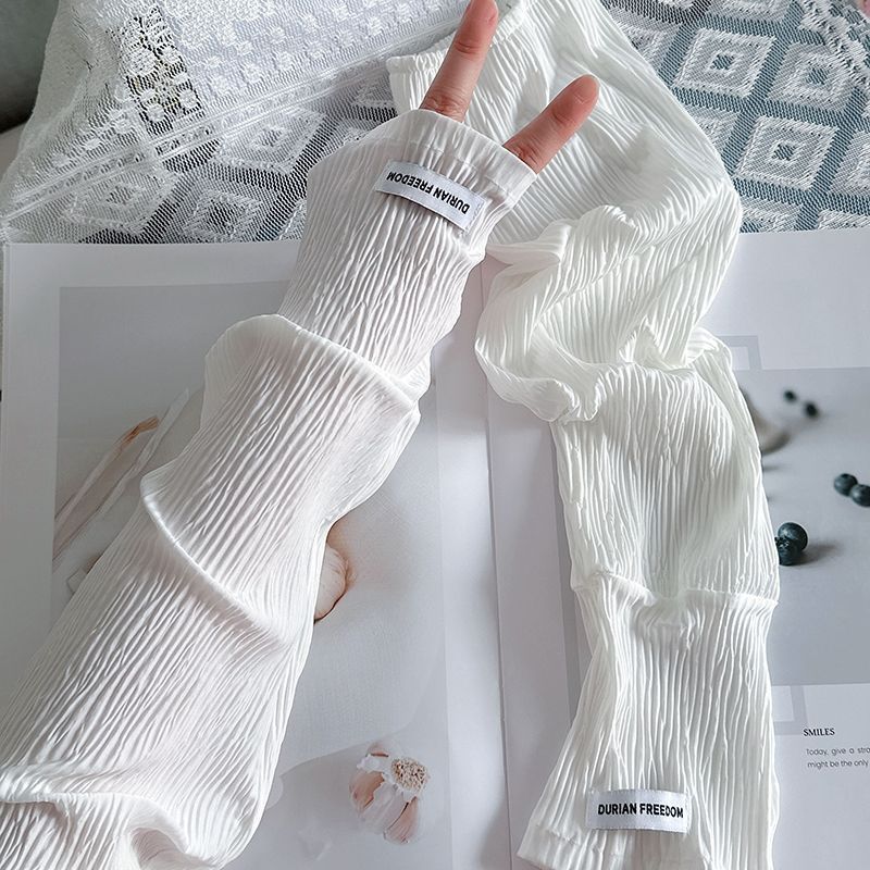 Straight Silk Sun Protection Sleeves For Women, Loose Fit, Large Size, Driving UV Protection, Summer Ice Sleeves,_voghion.com