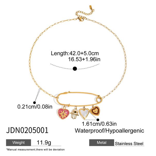 Collana con graffetta in acciaio inossidabile, da donna, leggera, di lusso, di alta qualità, con catena per clavicola, non sbiadisce, gioielli in acciaio al titanio_voghion.com