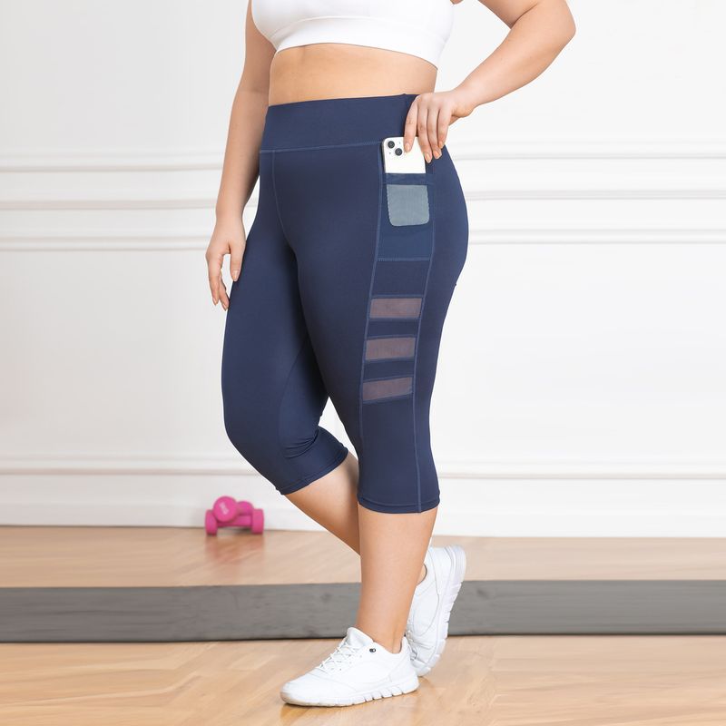 Hoch taillierte Po-Lifting-Yogahose für Damen, Mesh-Laufhose mit römischer Tasche, große Outdoor-Sporthose mit kurzen Nähten_voghion.com