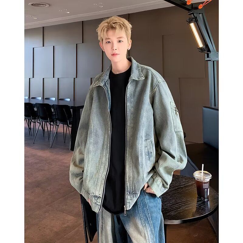 Amerikanische High Street Jeansjacke für Männer im Frühlings- und Herbststil_voghion.com