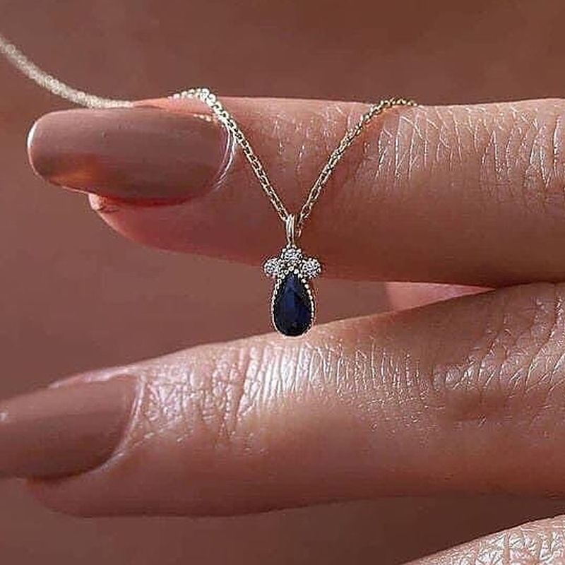 Caoshi's new mini necklace has a unique shape, royal blue pendant necklace, simple student sweater chain_voghion.com