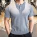 Herrenbekleidung Muster Textur Lässiges T-Shirt mit einfachem Kragen Einfarbig Locker Vielseitiger Kurzarmpullover_voghion.com