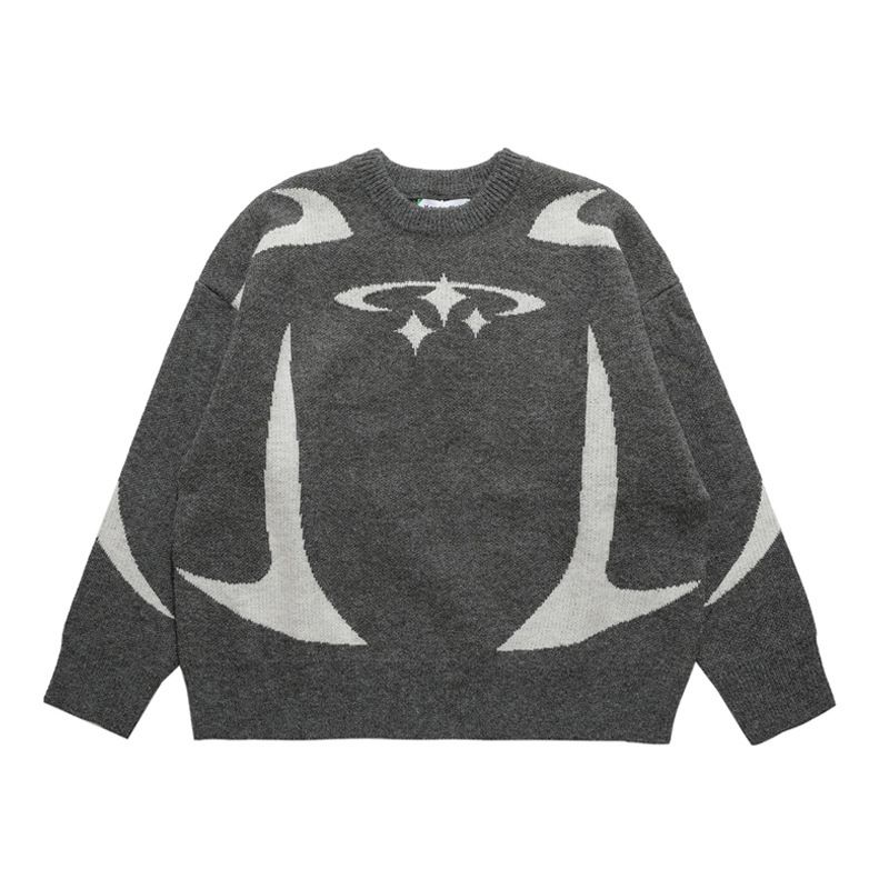 ​​Unisex Oversized Sweater Couple Matching Winter Knitwear, Streetwear Pullover With Jacquard Pattern – Thick Warm Polyester Blend_voghion.com