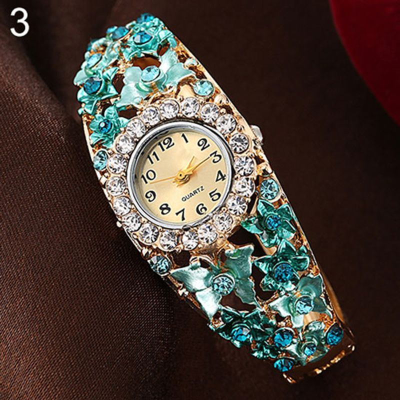 Yamaler Women \ 's Flower Butterfly Dress Watch Round Dial Strass Bracelet Montre-bracelet_voghion.com