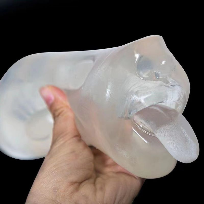 Transparent Crystal Oral Tongue Licking Device Masturbator Male Use Airplane Cup Mature Female Inverted Film Adult Sex_voghion.com
