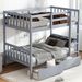 Twin Over Twin Rubber Wood Bunk Bed With 2 Drawers,Convertible Into 2 Twin Beds,Twin Size Bunk Bed With Ladder And Safety Guardrails ,Grey_voghion.com