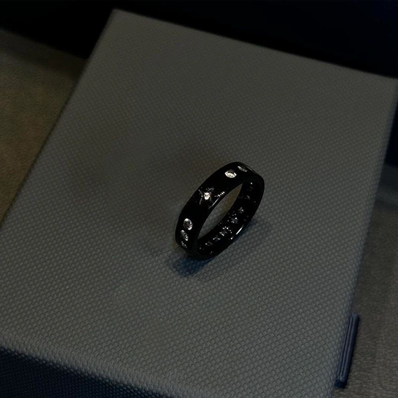 Destiny Star "sparkling Diamond Starry Sky Black And White Couple's Ring, New Fashion, Niche Design, Versatile Ring_voghion.com