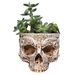 Totenkopf Übertopf - Gothic Halloween Blumentopf Sukkulenten Behälter mit Abflussloch Keramik Geschenk Dekor_voghion.com