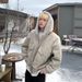 Men's Winter Hooded Puffer Jacket, Oversized Style, Retro Quilted Coat With Marble Print, Streetwear-Inspired Warm Outerwear_voghion.com