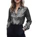Elegante camicetta con stampa leopardata per donna - Elegante camicia a maniche lunghe con stampa animalier chic, comodo tessuto in poliestere, versatile per lavoro e tempo libero_voghion.com
