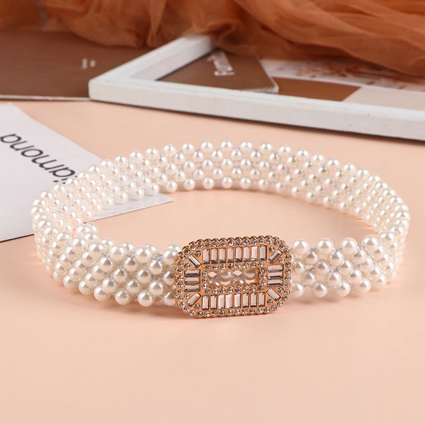 CALDA cintura elegante moda elastica con fibbia con strass cinturino con perle per le donne abito da sposa cinture in vita decorazione_voghion.com