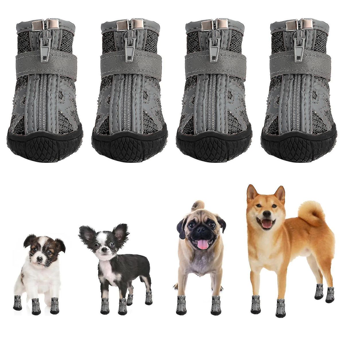 Andningsbara nätskor för husdjur med reflekterande klistermärken - 4 set, säkra för medelstora hundar, utomhuspromenader, natt, 1#_voghion.com