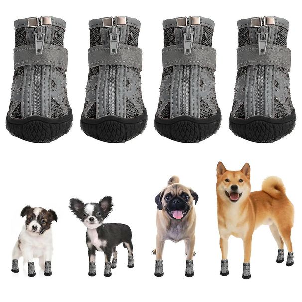 Andningsbara nätskor för husdjur med reflekterande klistermärken - 4 set, säkra för medelstora hundar, utomhuspromenader, natt, 1#_voghion.com