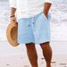 Men's Clothing New Cotton And Linen Shorts With Multiple Pockets And Drawstring Men's Striped Beach Pants_voghion.com