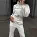 Completo autunno/inverno da donna con felpa con cappuccio e pantaloni a righe - Felpa con zip a maniche lunghe e pantaloni della tuta casual, completo trendy in due pezzi (S/M/L/XL)_voghion.com