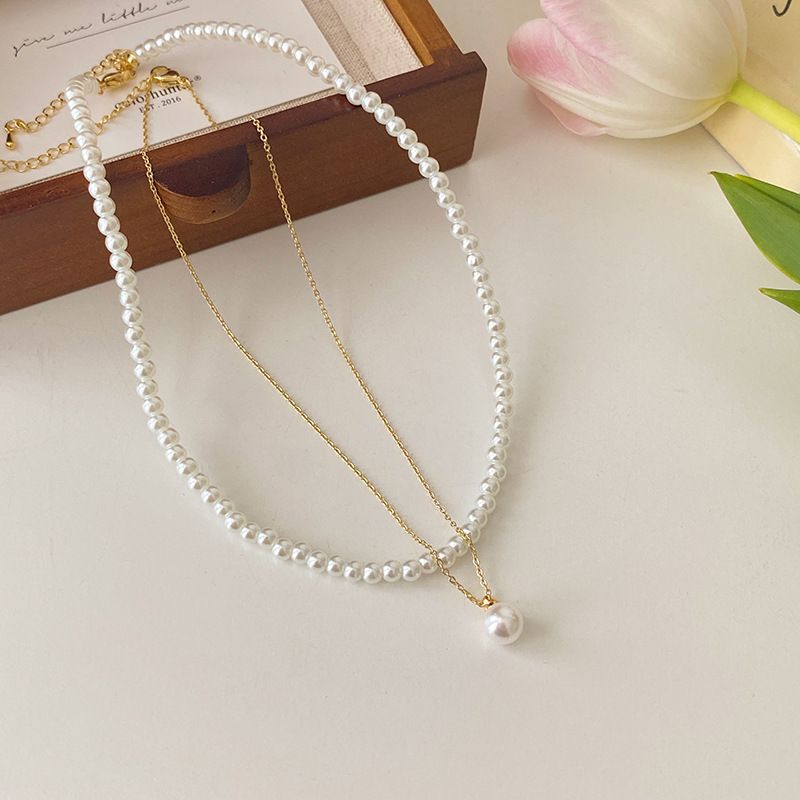 Double Layered Pearl Necklace, Women's Light Luxury, High-end, Niche Collarbone Chain, Choker 2024 New Item_voghion.com
