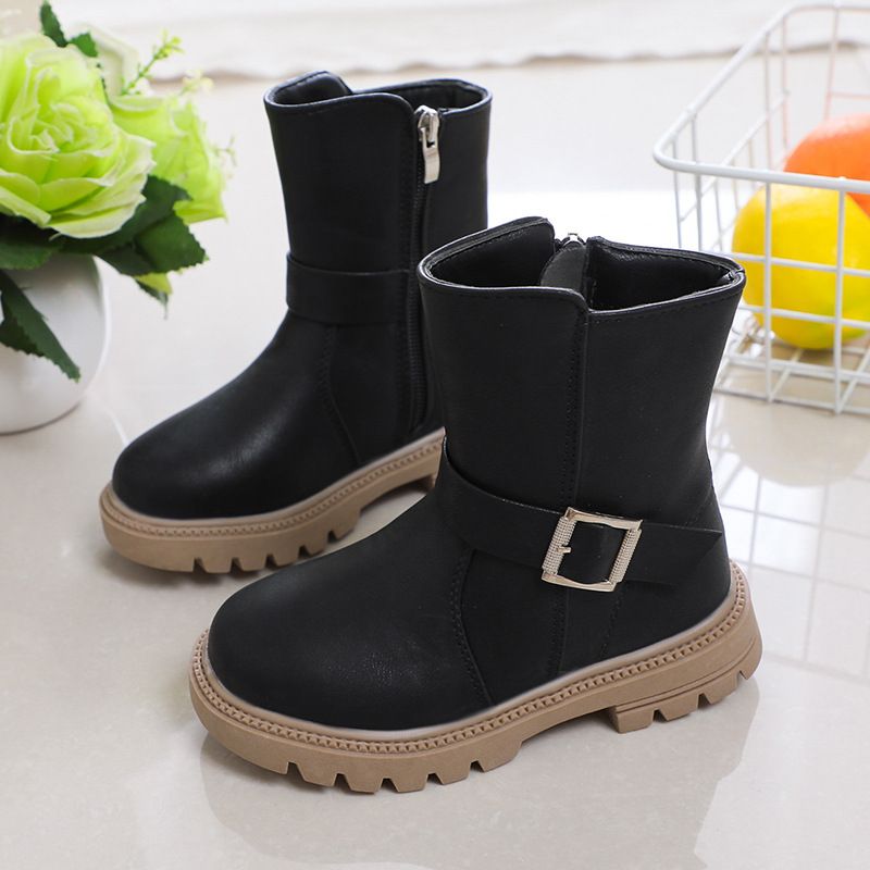 Children's Martin Autumn New Girls' Casual Side Zipper Mid-Calf Boots For Kids Sizes 26-36_voghion.com