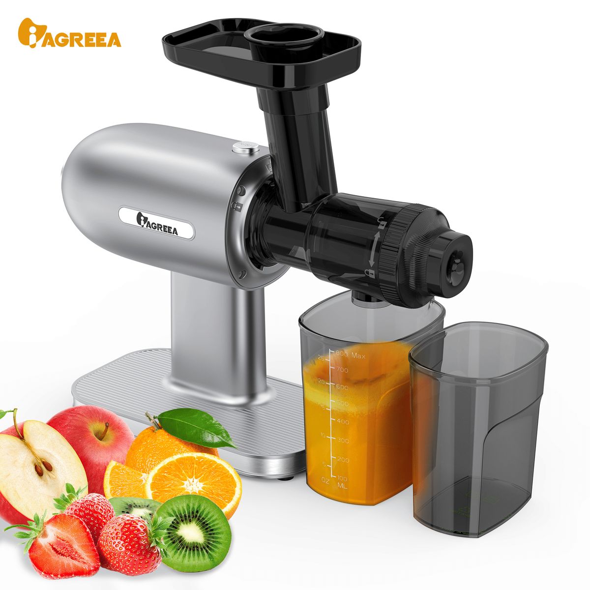 IAGREEA Horizontal Slow Juicer, An Electric Juicer For Fruits And Vegetables, Has A Reverse Function, Easy To Clean, Suitable For Daily Juice And Vegetable Juice Extraction_voghion.com