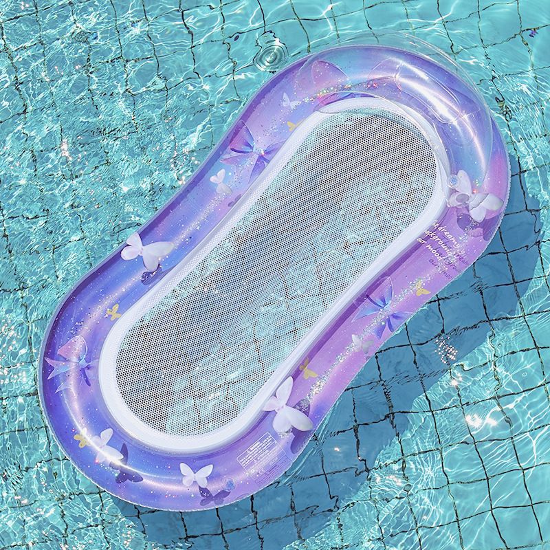 Purple Butterfly Inflatable Pool Float With Glitter Mesh – Sparkling Lounge Chair For Girls, Women & Pool Parties – Eco-Friendly PVC_voghion.com