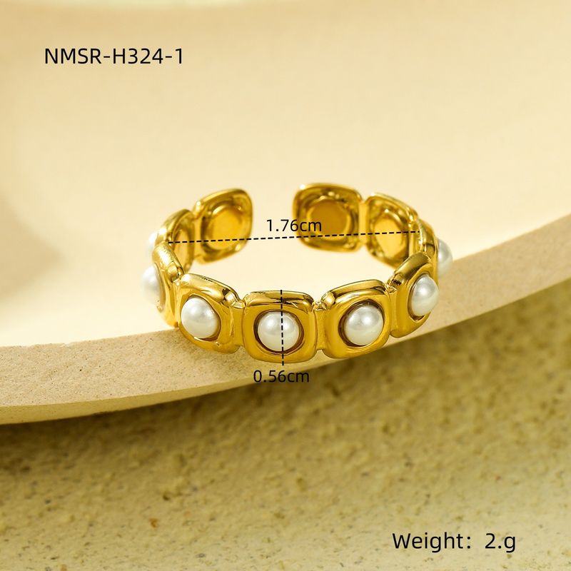 Neuer trendiger vielseitiger offener Ring mit Perle, modischer High-End-Schmuck aus Edelstahl_voghion.com