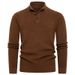 Men's Clothing Ribbed Knit Half-Zip Stand Collar Sweater, Thickened Warm Pullover For Casual & Business, Moisture-Wicking & Machine Washable_voghion.com