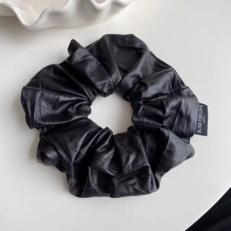 Fascia per capelli in pelle leggera plissettata alla moda, elegante, con testa a sfera, corda per capelli, alta elasticità, fascia in gomma resistente_voghion.com