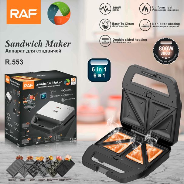 RAF standard europeo transfrontaliero sabbia domestica multifunzionale sei in uno waffle maker, colazione hine, portatile_voghion.com