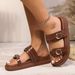 New Round Head Fashion Belt Buckle Line Women's Platform Sandals_voghion.com