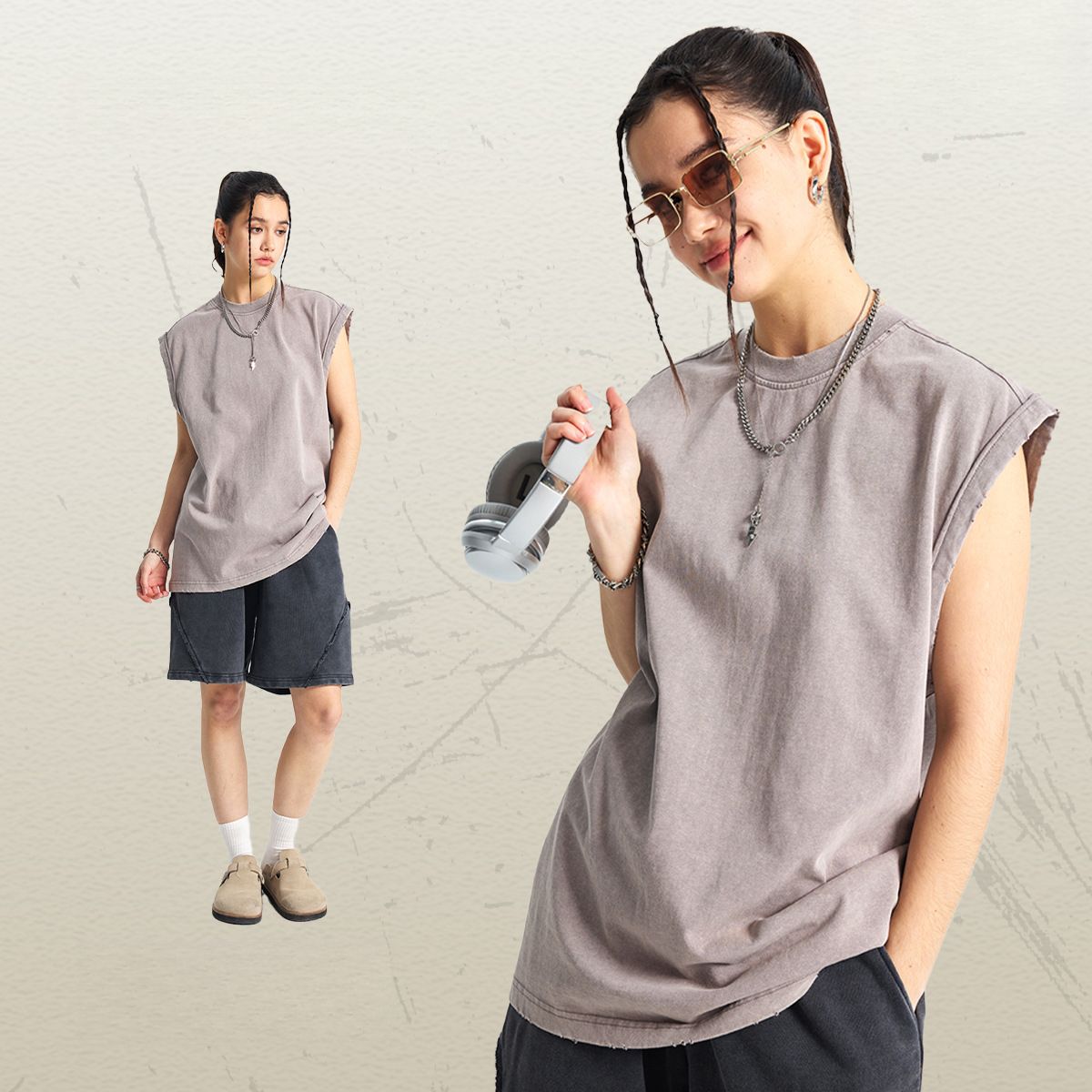 Gilet da uomo con orlo in batik, gilet da uomo con toppa, cuciture, lavaggio in acqua, maglietta retrò senza maniche da uomo_voghion.com