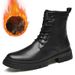 Martin Boots Men's Trendy Velvet Cotton Shoes High-top Wind-top Black Tooling Boots_voghion.com