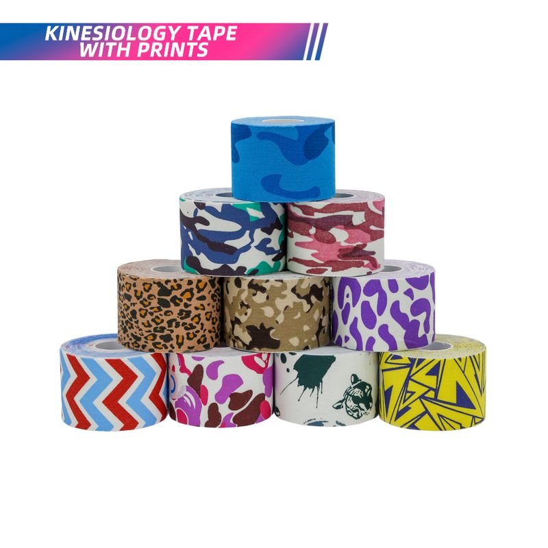 Baskılı Pamuklu Kinesyoloji 5CM 5M Rulo Kas Destekli Spor Bandı_voghion.com