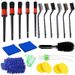 Conjunto de 20 pincéis para detalhamento automotivo com aplicador de cera, limpador de saída de ar e luvas de lavagem – Kit de limpeza multiuso (luvas de lavagem azuis)_voghion.com