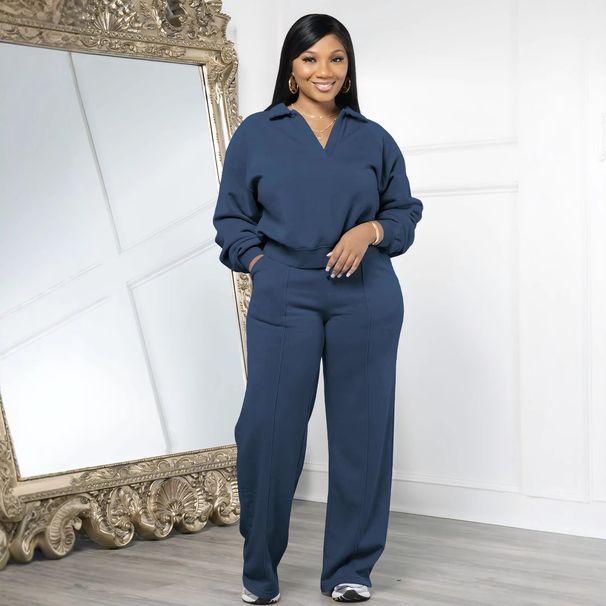 Felpa con scollo a V e set da jogging da donna - Outfit casual streetwear in due pezzi, tendenze moda, i più venduti_voghion.com