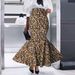 Women's Leopard Print Fishtail Midi Skirt – Stretchy Polyester Wrap Skirt With Elastic Waist For Casual & Night Out (S-XXL)_voghion.com