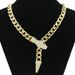 Ins Style Cuban Light Luxury Short Full Diamond Snake Head Magnetverschluss-Halskette Einzigartiges Nischendesign Schlüsselbeinkette_voghion.com
