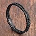 Bracciale da uomo in pelle nera con corda in pelle di vacchetta, bracciale da uomo in acciaio inossidabile intrecciato a mano in vera pelle multistrato_voghion.com