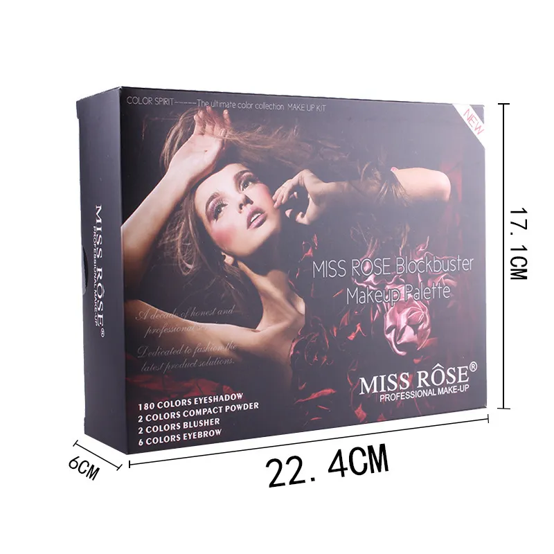 MISS ROSE 180 Color Piano Box Eye Shadow Blush Contour Set Makeup Palette Cosmetic Box_voghion.com