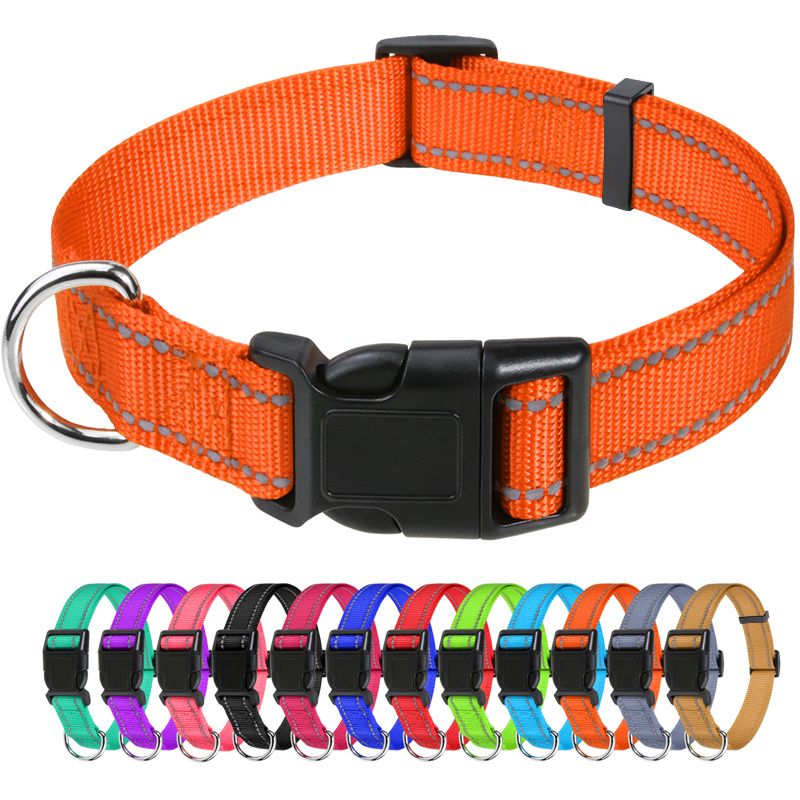 JOYTALE Reflective Nylon Dog Collars, Adjustable Classic Dog Collar With Quick Release Buckle_voghion.com