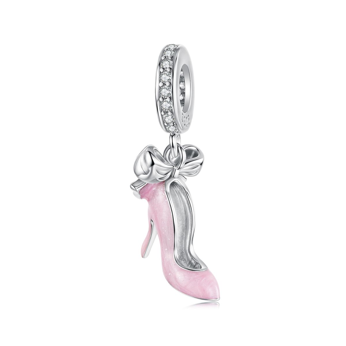 Rosa High Heels Anhänger Charm, Sterling Silber Charm Perlen_voghion.com