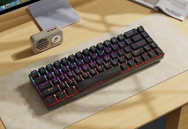 Tastiera meccanica wireless Bluetooth a tre modalità, 61 tasti, piccola e portatile, per ufficio, computer portatile, gioco_voghion.com