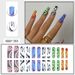 Trendy Geometric Long-Length Press-On Nails Set - 24pcs Reusable Fake Nails With Doodle Designs, Ins Style For Women (Glue/Gel Options)_voghion.com