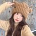 Women's Autumn and Winter Moon Cute Cat's ears (Steamed cat-ear shaped bread) Baotou Korean Version Face Show Small Warm_voghion.com